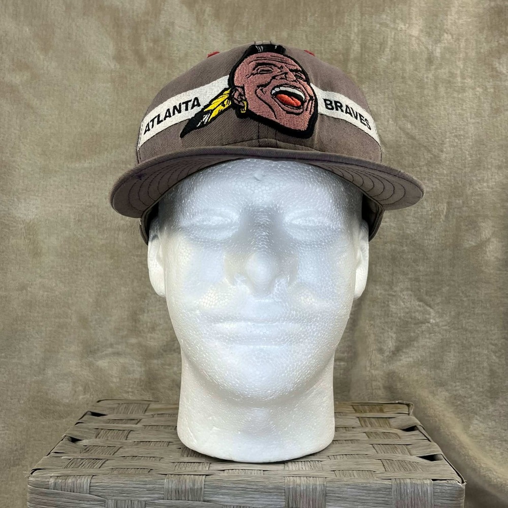 Vintage Atlanta Braves New Era Hat Brown Snapback Screaming Warrior MLB Cap
